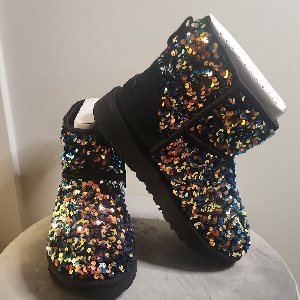 Sequin Womens Boots - Black and Multicolor